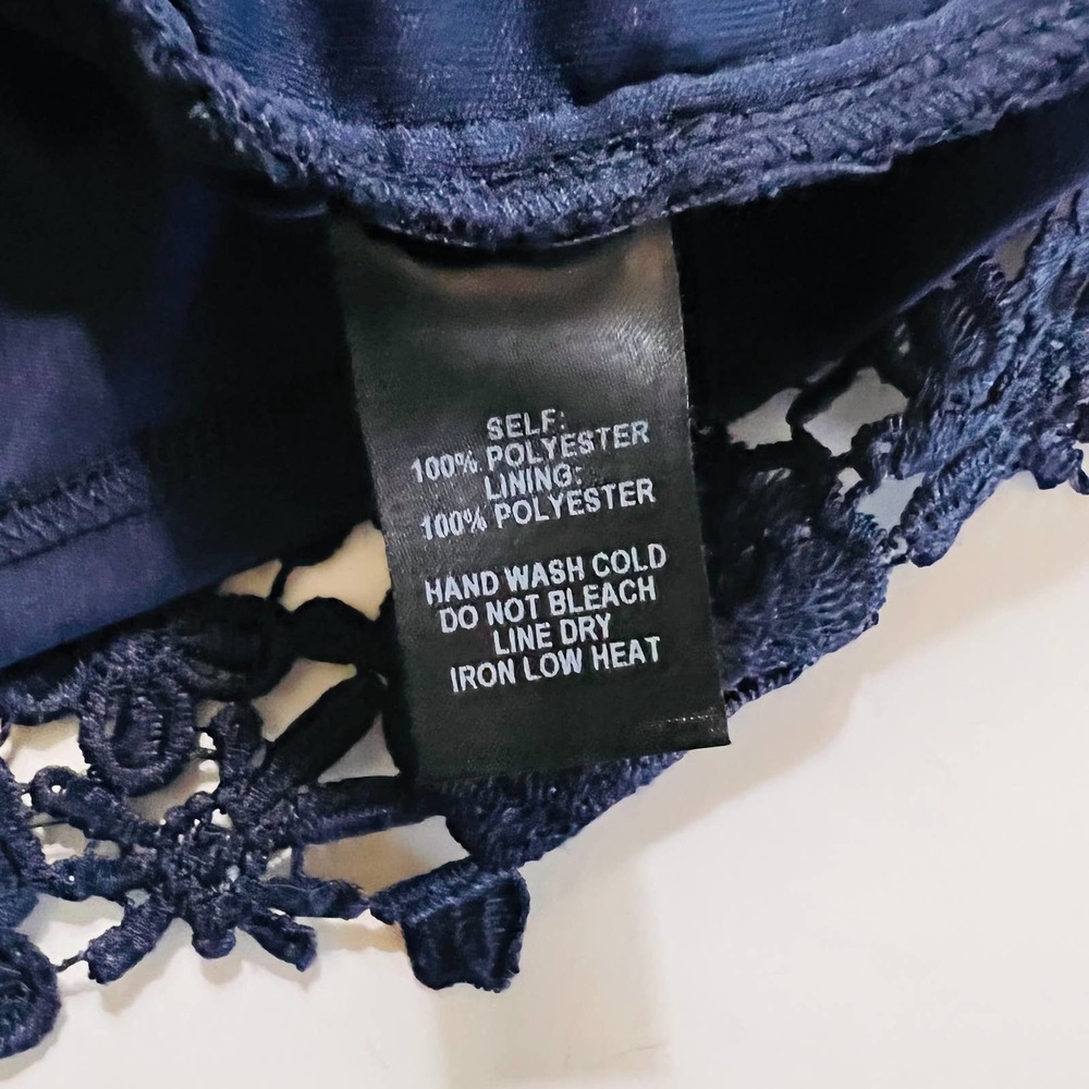 Lulus Lace Dress Size Large Love Poem Sheath High Neck Sleeveless Navy - Picture 7 of 12